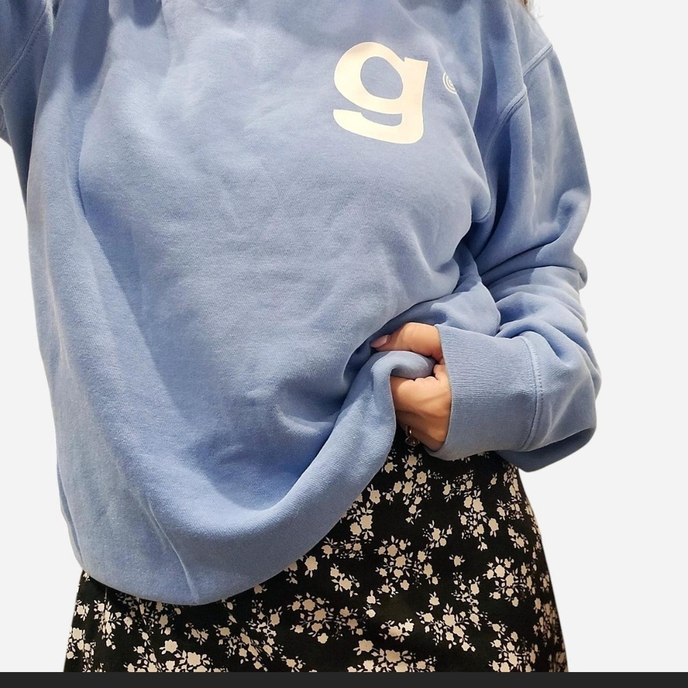 Gildan Light Blue Sweatshirt with White Logo